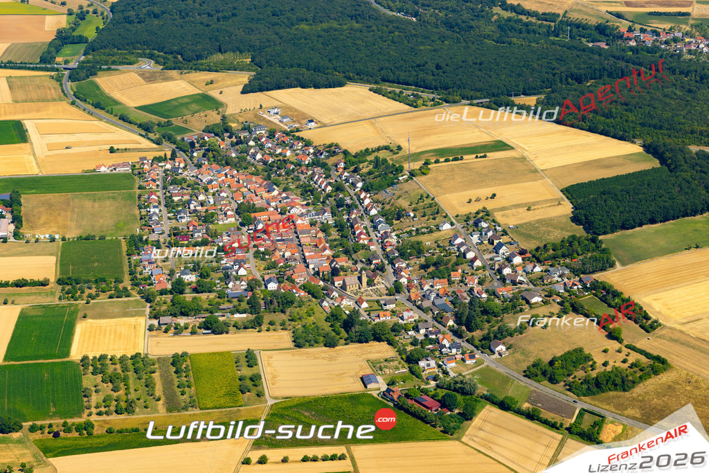 Das Luftbild zeigt : Stettbach Werneck - Die Luftaufnahme wurde 2023 vom UL-Flugzeug aus erstellt ( keine Drohne ) - Hochauflösende Luftaufnahme - Für grossformatige Ausdrucke geeignet. Die Geschenkidee !Mit Lizenz und Bildrechte bestellbar