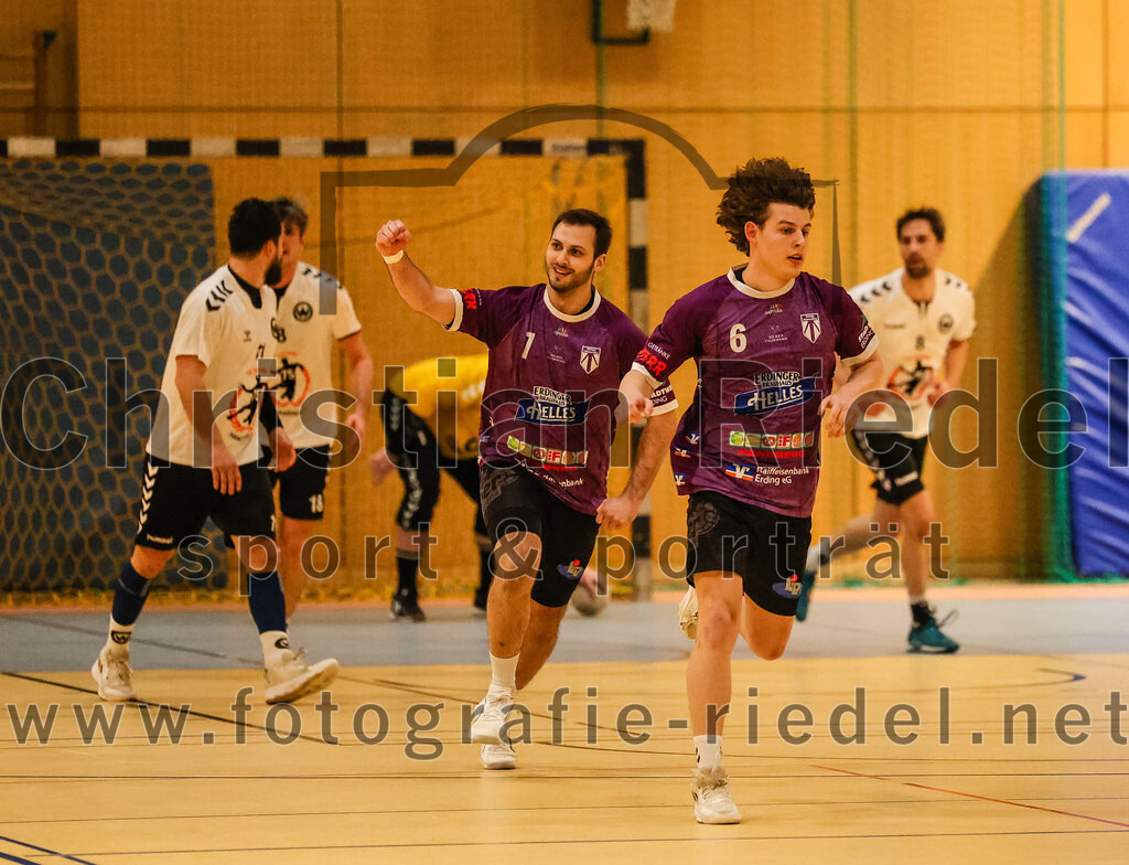 2024-03-09_047_SpVgg_Altenerding_gegen_SVW_Burghausen | Erding, Deutschland, 09.03.2024:
Handball, Bezirksoberliga Männer 2023 / 2024, 18. Spieltag, SpVgg Altenerding gegen SVW Burghausen, Endergebnis: 25:34

Simon Rüdiger (SpVgg Altenerding, #7), Jabob Köhler (SpVgg Altenerding, #6)

Foto: Christian Riedel / fotografie-riedel.net