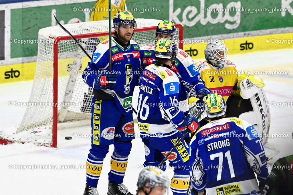 EC IDM Wärmepumpen VSV vs. Vienna Capitals | Jubel EC VSV Mannschaft, #71 Steven Strong EC VSV, #16 Kevin Hancock EC VSV, #8 Maximilian Rebernig EC VSV, #30 Sebastian Wraneschitz Vienna Capitals, EC IDM Wärmepumpen VSV vs. Vienna Capitals, EC IDM Wärmepumpen VSV vs. Vienna Capitals am 28.01.2026 in Villach (Stadthalle Villach), Austria, (Photo by Bernd Stefan)