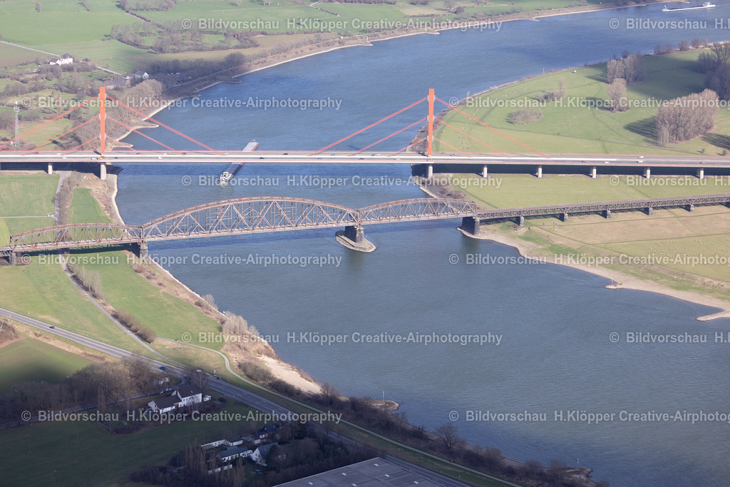 Luftbild Duisburg Haus-Knipp-Eisenbahnbrücke _47199 Duisburg-1381 | Aerial view Rhine bridge Baerl in Duisburg A42 and the house Knipp railroad bridge, North Rhine-Westphalia Germany Europe. - Realisiert mit Pictrs.com