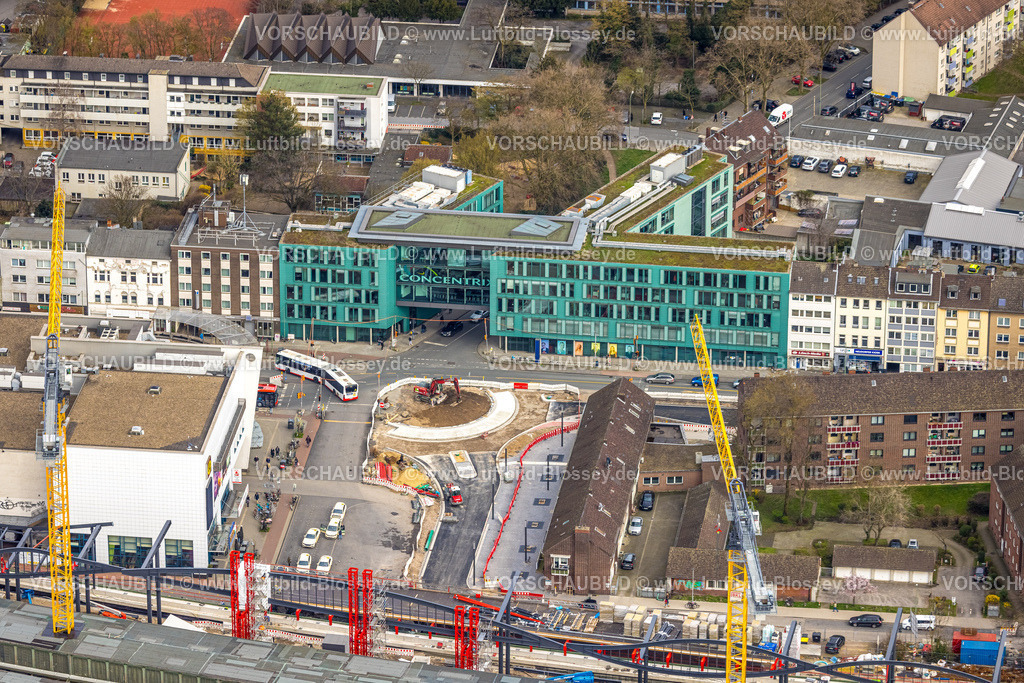 Duisburg230301895 | Luftbild, Großbaustelle Hauptbahnhof, Vorplatz Ost, Concentrix Bürogebäude, Dellviertel, Duisburg, Ruhrgebiet, Nordrhein-Westfalen, Deutschland