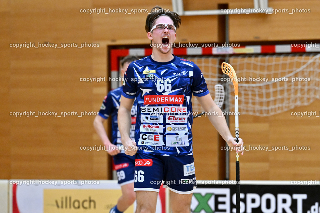 VSV Unihockey vs. SZPK Floorball | #66 Jakob Rainer VSV Unihockey, VSV Unihockey vs. SZPK Floorball, VSV Unihockey vs. SZPK Floorball am 23.11.2024 in Villach (Ballspielhalle St. Martin), Austria, (Photo by Bernd Stefan)