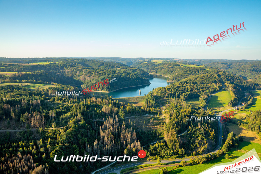 Das Luftbild zeigt : Kodeltalsperre Steinwiesen - Die Luftaufnahme wurde 2023 vom UL-Flugzeug aus erstellt ( keine Drohne ) - Hochauflösende Luftaufnahme - Für grossformatige Ausdrucke geeignet. Die Geschenkidee !Mit Lizenz und Bildrechte bestellbar