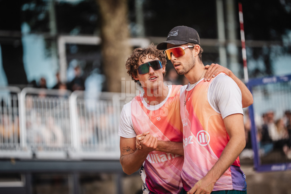 Beachvolleyball | Männer | Allianz German Beach Tour 2025 | Tourstop Düsseldorf | 17.05.2025 | v.l. Hennes Nissen und Niklas Held