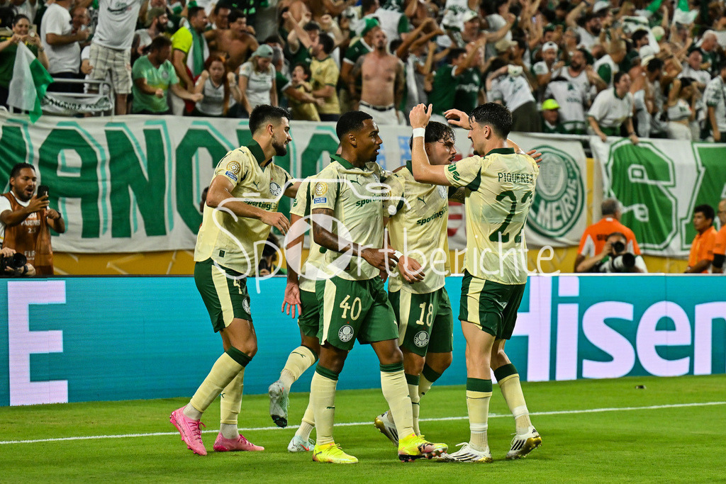 Inter Miami CF - Palmeiras Sao Paulo | Jubel der Brasilieaner nach dem Treffer zum 2-2 Ausgleich durch MAURICIO (Palmeiras 18) / Tor / Torschuetze / Freude / Happy / FIFA Club World Cup: Inter Miami CF - Palmeiras Sao Paulo, Hard Rock Stadium am 23.06.2025 / NOT FOR SALE IN USA