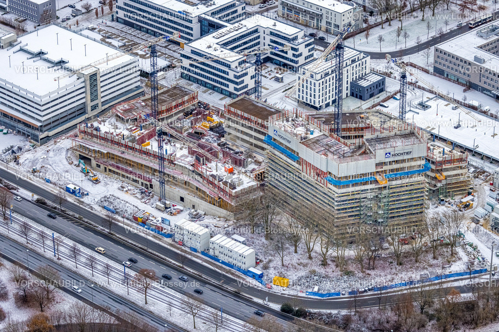 Dortmund221201749 | Luftbild, Winterliche schneebedeckte Stadtkrone-Ost Baustelle und Neubau, Neubau Direktion Continentale, Kreuz Westfalendamm B1 und B236, Westfalendamm, Dortmund, Ruhrgebiet, Nordrhein-Westfalen, Deutschland
