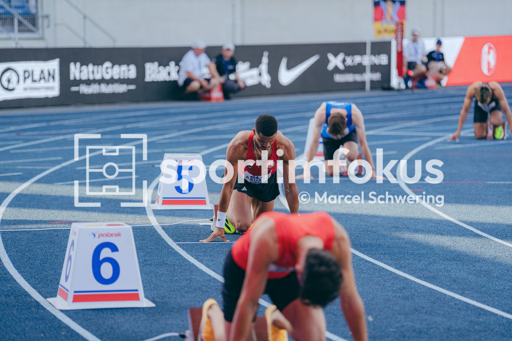Deutsche Meisterschaften der Frauen und Männer 2026 | Joshua Abuaku, Eintracht Frankfurt e.V., 400 Meter Hürden, Halbfinale. Deutsche Meisterschaften der Frauen und Männer 2026, Lohrheidestadion Bochum-Wattenscheid, 25.07.2026. Foto: Marcel Schwering / sportimfokus - Realisiert mit Pictrs.com