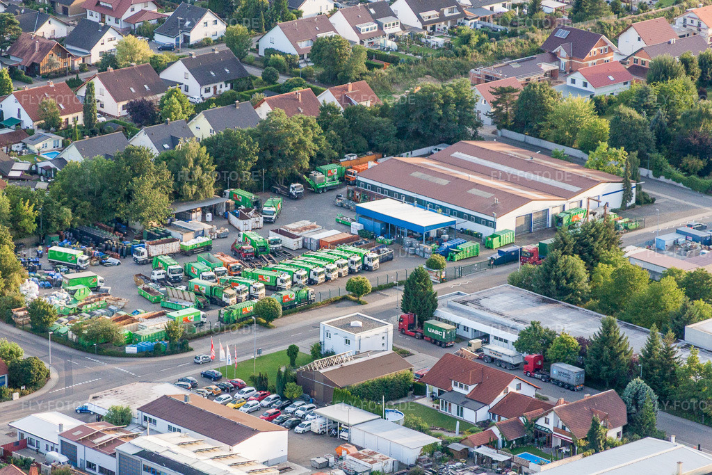 Luftbild: Gelände der Müll- und Recycling- Sortieranlage Wertstoffhof Rülzheim in Rülzheim im Bundesland Rheinland-Pfalz in Deutschland. Foto: IMG_51465.jpg vom 04.08.2012 durch Werner Riehm/FLY-FOTO.de