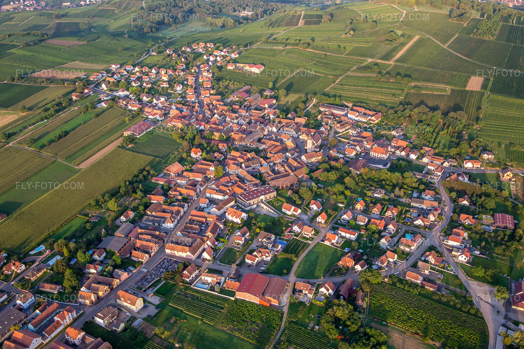 Aerial view: View of the town in Dahlenheim in the state Bas-Rhin, France.Photo: IMG_138020.jpg taken on 08/19/2023 by Werner Riehm/FLY-FOTO.comResolution of the original: 5472 x 3648 px