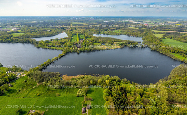 Nettetal240402940KrickenbeckerSeen | Luftbild, Schloss Krickenbeck an den Krickenbecker Seen, Naturschutzgebiet umgeben von Seen und Waldgebiet, Leuth, Nettetal, Niederrhein, Nordrhein-Westfalen, Deutschland
