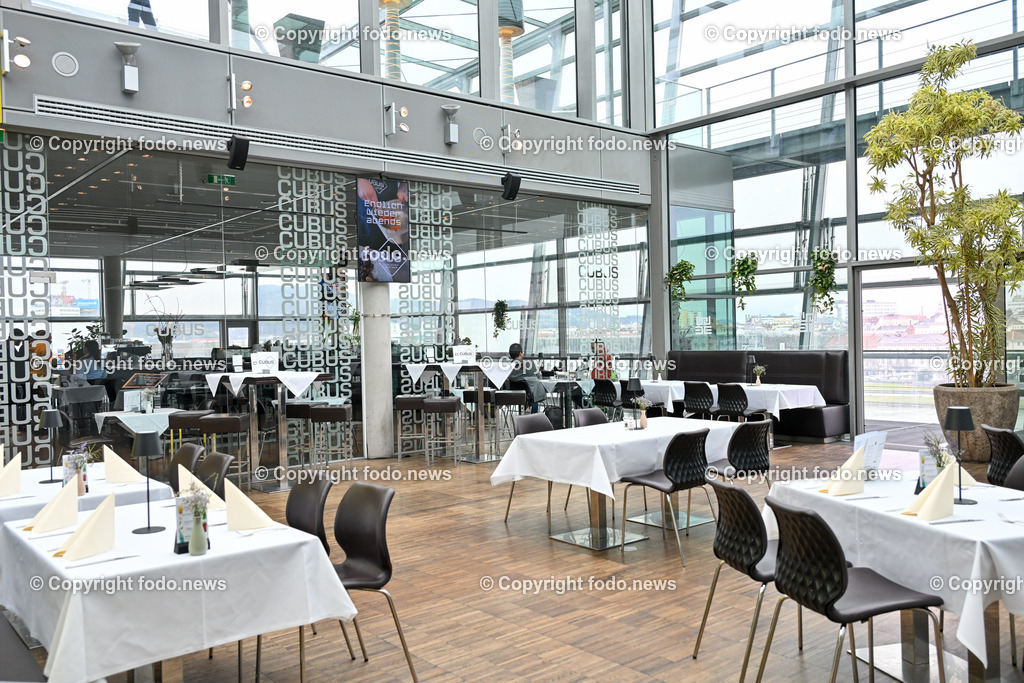 Cubus Restaurant_ 23.02.2024-9 | 23.02.2024, Linz, AUT, AEC, Cubus im Bild Cubus Restaurant, Tische, Plaetze