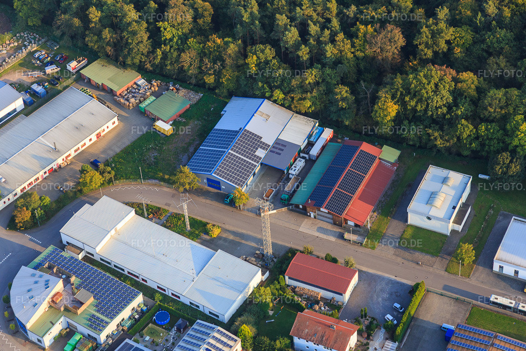 Luftbild: Industriegebiet Am Gäxwald mit Ralf Birkmeyer KFZ-Werkstatt in Herxheim bei Landau im Bundesland Rheinland-Pfalz in Deutschland. Foto: IMG_073948.jpg vom 03.10.2014 durch Werner Riehm/FLY-FOTO.de