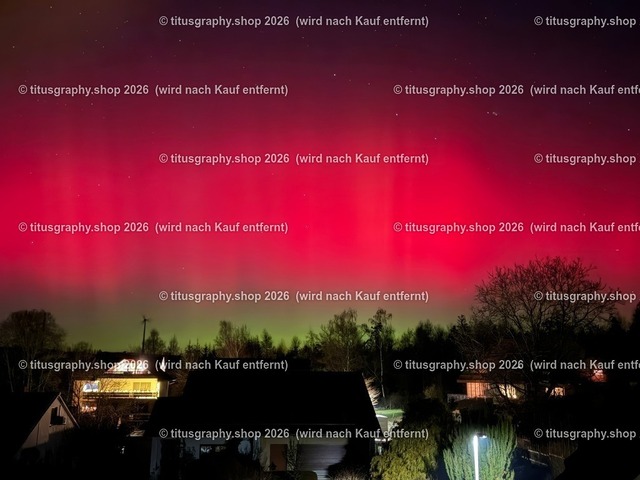 Polarlicht (Aurora borealis, Nordlicht ) Hessisch Lichtenau FÖHREN, Foto 03 | Die titusgraphy.shop-Aufnahme vom 19.01.2026 um 22 Uhr, Hessisch Lichtenau, Ortsteil Föhren, zeigt ein sehr seltenes Polarlicht. - Realisiert mit Pictrs.com