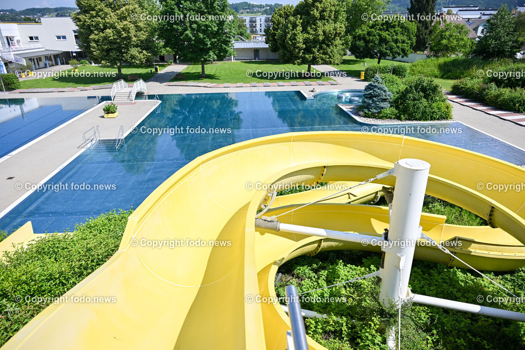 Vitalwelt Freibad Perg_ 05.06.2024-14 | 05.06.2024, Perg, AUT, Vitalwelt Perg, im Bild Freibad, Schwimmbecken, Sprungturm, Rutsche, Drohne