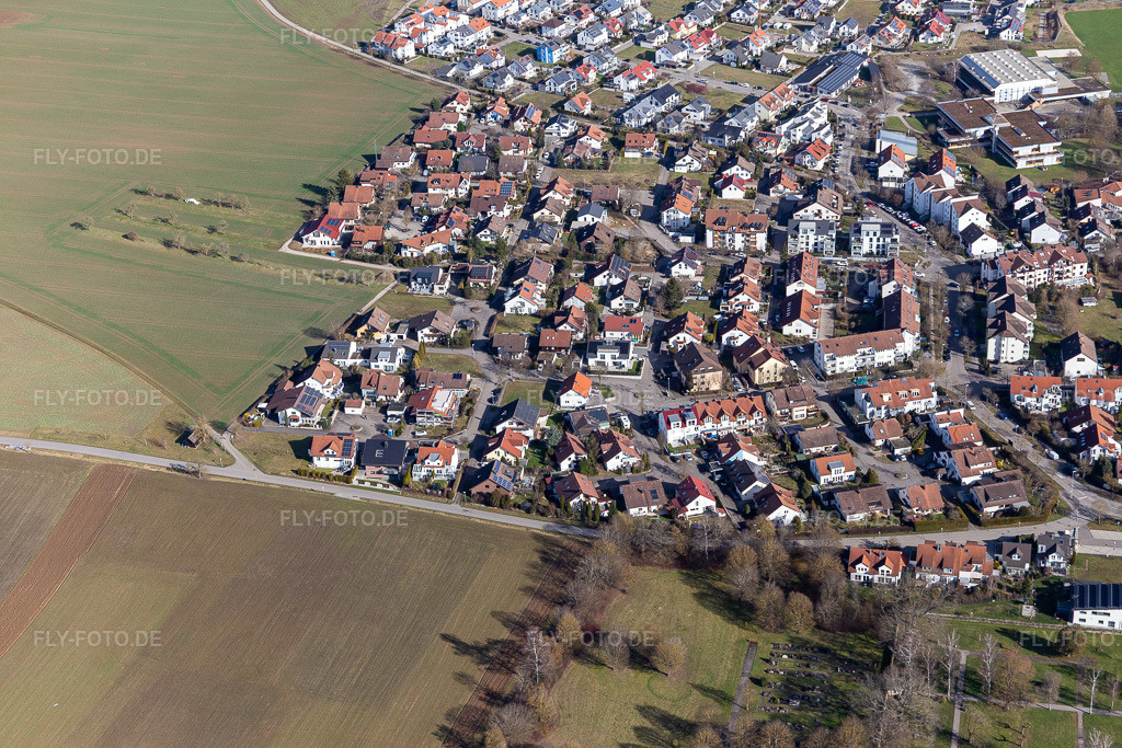 Luftbild: Dichterviertel in Gärtringen im Bundesland Baden-Württemberg in Deutschland. Foto: IMG_125138.jpg vom 20.02.2021 durch Werner Riehm/FLY-FOTO.de