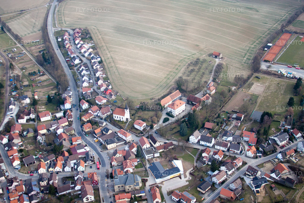 Luftbild: Schloßstr im Ortsteil Obergimpern in Bad Rappenau im Bundesland Baden-Württemberg in Deutschland. Foto: IMG_38184.jpg vom 12.03.2011 durch Werner Riehm/FLY-FOTO.de