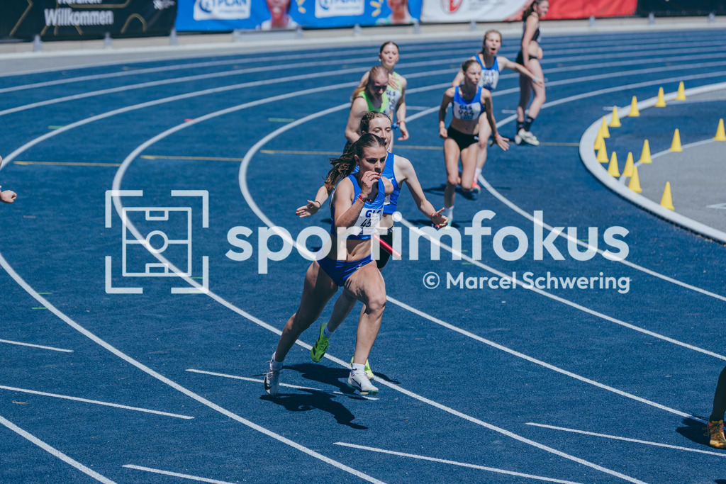 Deutsche Meisterschaften U20 / U16 2026 | Mara Heller, TV Burglengenfeld, 452, 4x100-Meter-Staffel, Deutsche Meisterschaften der U20 &amp; U16 2026, Lohrheidestadion Bochum-Wattenscheid, 10.07.2026. Foto: Marcel Schwering / sportimfokus - Realisiert mit Pictrs.com