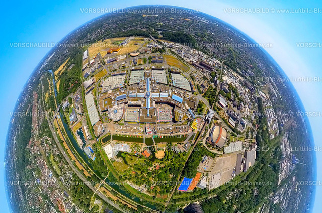 Oberhausen230790145_Neue Mitte_Centro | Luftbild, Westfield Centro, Neue Mitte, Erdkugel, Fisheye Aufnahme, Fischaugen Aufnahme, 360 Grad Aufnahme, tiny world, Borbeck, Oberhausen, Ruhrgebiet, Nordrhein-Westfalen, Deutschland