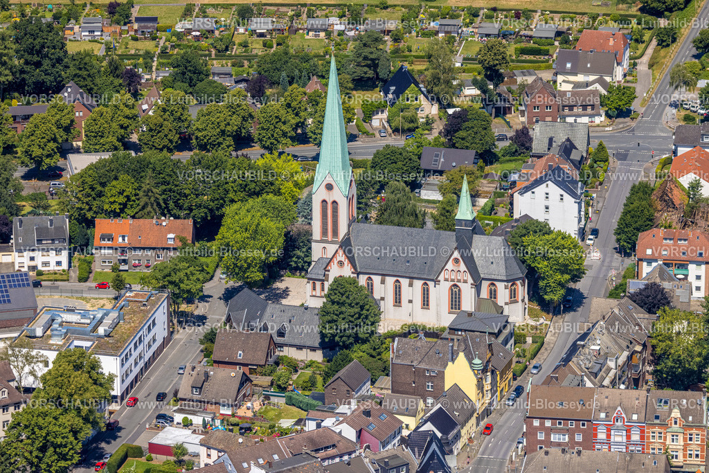 Dortmund220705929 | Luftbild, kath. Kirche St. Remigius, Mengede, Dortmund, Ruhrgebiet, Nordrhein-Westfalen, Deutschland