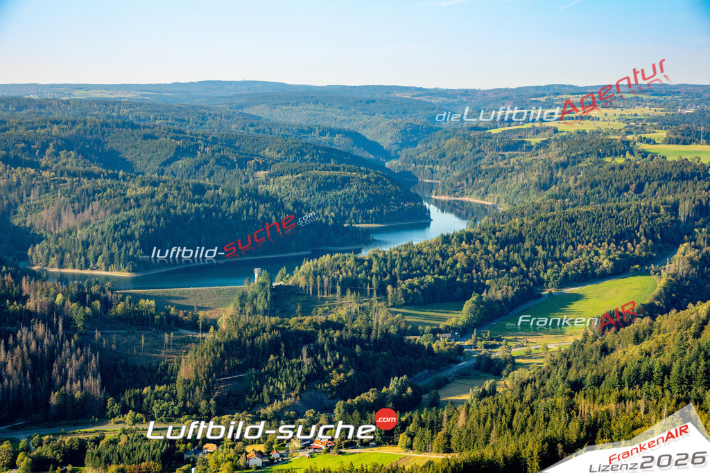 Das Luftbild zeigt : Kodeltalsperre Steinwiesen - Die Luftaufnahme wurde 2023 vom UL-Flugzeug aus erstellt ( keine Drohne ) - Hochauflösende Luftaufnahme - Für grossformatige Ausdrucke geeignet. Die Geschenkidee !Mit Lizenz und Bildrechte bestellbar