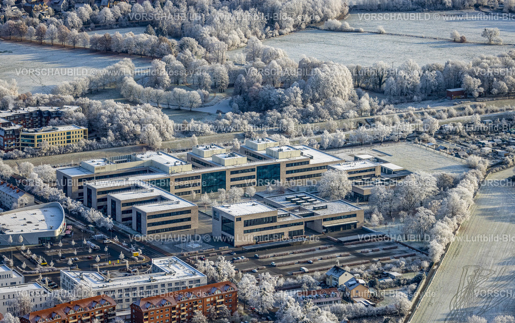 Hamm221203028 | Luftbild, Verschneite Landschaft, Hochschule Hamm-Lippstadt, Science Quarter Hamm, Mitte, Hamm, Ruhrgebiet, Nordrhein-Westfalen, Deutschland