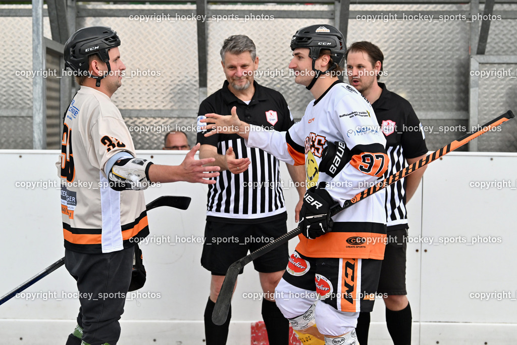 Carinthian Team Zehenthof vs. Ultras Spittal | #33 Hoffelner Florian Spittal Ultras, #97 Wuntschek Dominik Carinthian Team Zehenthof, Alois Steiner Referee, Eicher Herbert Referee, Carinthian Team Zehenthof vs. Ultras Spittal, Carinthian Team Zehenthof vs. Ultras Spittal am 10.05.2026 in Villach (Alpen Arena ), Austria, (Photo by Bernd Stefan)