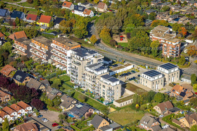 Hamm241008004 | Luftbild, Baustelle mit Wohnhäuser Neubau und Solardach, Grenzweg, Uentrop, Hamm, Ruhrgebiet, Nordrhein-Westfalen, Deutschland