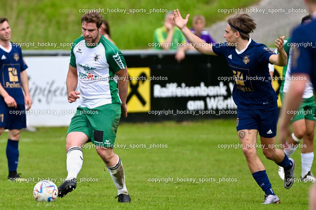 ATUS Velden vs. VST Völkermarkt | #6 Lukas Ladinig VST Völkermarkt, #10 Lukas Lausegger ATUS Velden, ATUS Velden vs. VST Völkermarkt, ATUS Velden vs. VST Völkermarkt am 30.05.2024 in St. Egyden (Sportpark St. Egyden), Austria, (Photo by Bernd Stefan)