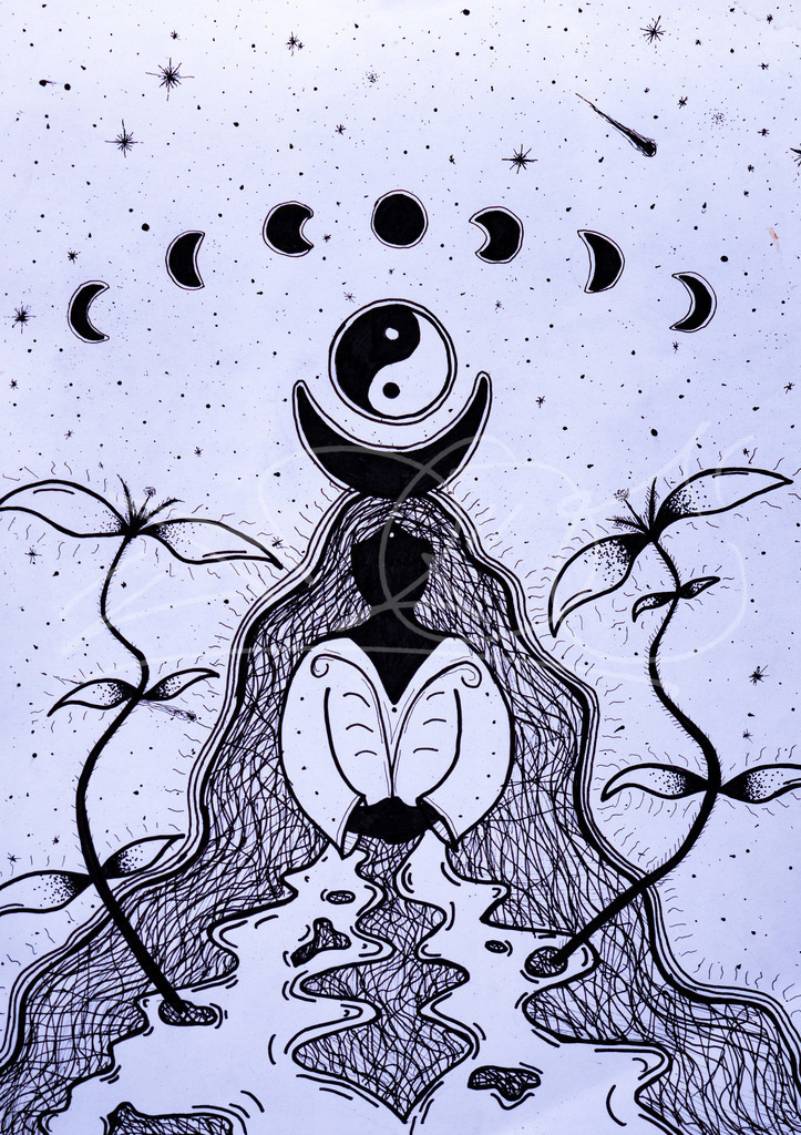 Prinzessin Yun | Mit Fineliner auf Papier  - Realisiert mit Pictrs.com