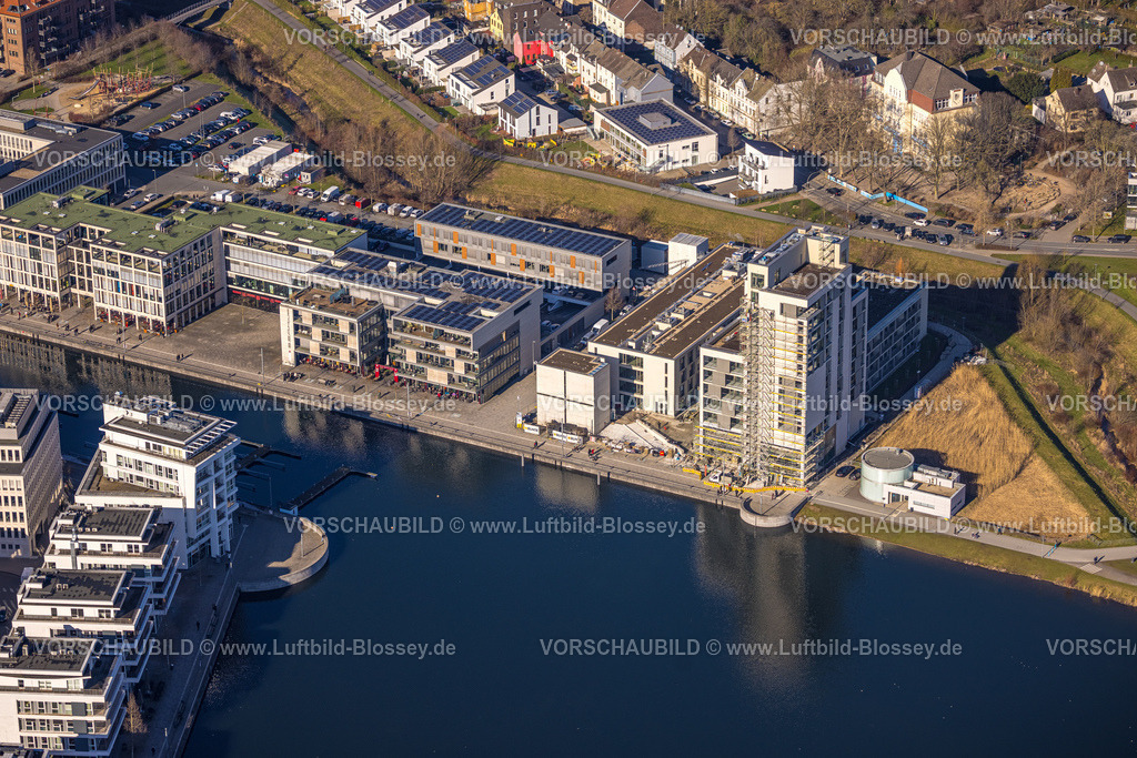 Dortmund230200701 | Luftbild, Phoenix-See, Baustelle mit Neubau der Comunita Residenz Phoenix See Seniorenwohnheim Hochhaus H12, Hörde, Dortmund, Ruhrgebiet, Nordrhein-Westfalen, Deutschland