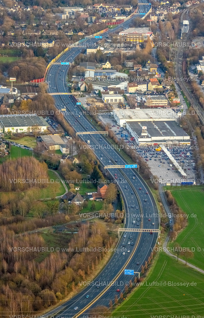 Bochum230101899Wattenscheid | Luftbild, Schlangenförmige Autobahn A40 in Wattenscheid, Kaufland Einkaufszentrum Ottostraße, Leithe, Bochum, Ruhrgebiet, Nordrhein-Westfalen, Deutschland