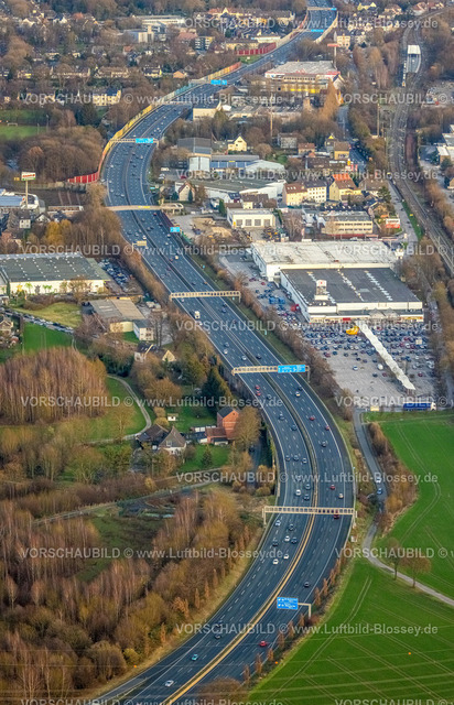 Bochum230101899Wattenscheid | Luftbild, Schlangenförmige Autobahn A40 in Wattenscheid, Kaufland Einkaufszentrum Ottostraße, Leithe, Bochum, Ruhrgebiet, Nordrhein-Westfalen, Deutschland