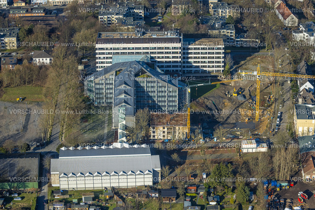 Bochum240103591 | Luftbild, Baustelle Paulstraße, Neubauprojekt Ecke Philippstraße für Bürokomplex, Wiemelhausen, Bochum, Ruhrgebiet, Nordrhein-Westfalen, Deutschland