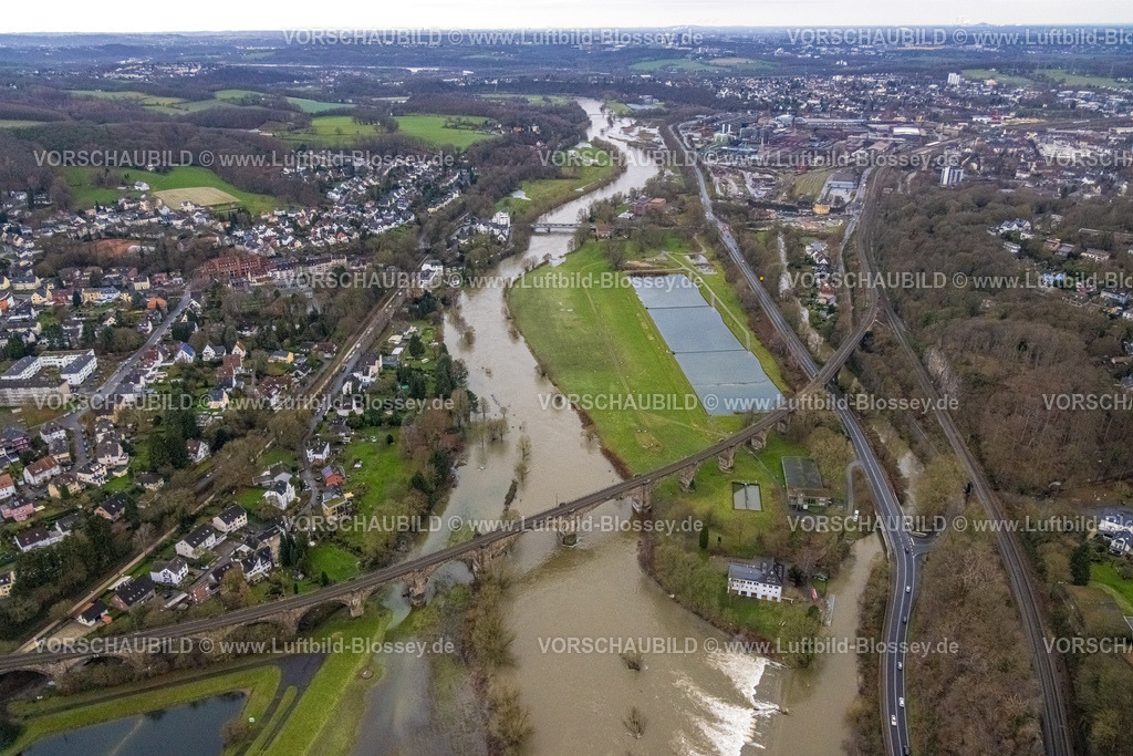 Witten231201924Ruhr | Luftbild, Ruhrhochwasser, Weihnachtshochwasser 2023, starke Regenfälle,  , Witten, Ruhrgebiet, Nordrhein-Westfalen, Deutschland