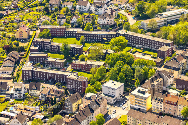 Hagen230502116 | Luftbild, Denkmalgeschützte Cuno Siedlung im Wohngebiet Kuhlerkamp, Wehringhausen, Hagen, Sauerland, Nordrhein-Westfalen, Deutschland