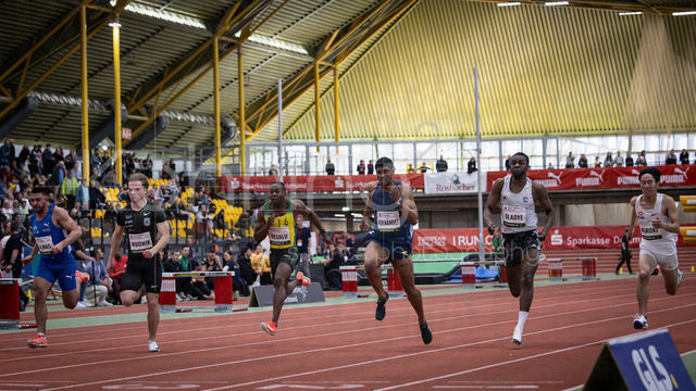 Indoor Meeting Dortmund, 08.02.2026 | DORTMUND, GERMANY - FEBRUARY 8:  60m half final with Deniz Almas (TV Wattenscheid 01), Oliwer Wdowik (Polen), Eseosa Desalu (Italien), Jenns Fernandez (Kuba), Folawuyo Olaoye (Nigeria), Kaito Kuroki (Japan) during the Indoor Meeting Dortmund at the Helmut-Koernig-Halle on February 8, 2026 in Dortmund, Germany. (Photo by Axel Kohring/Beautiful Sports Int.)