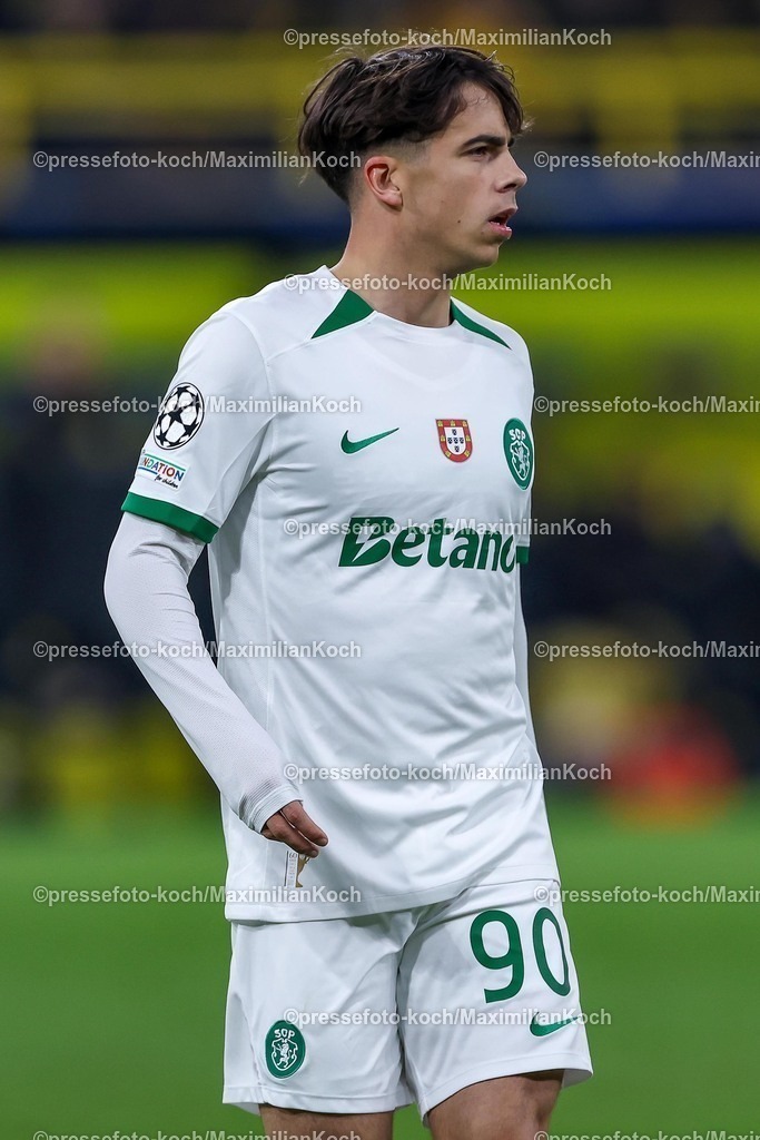 UCL1902250102347 | 19.02.2025, Fußball, UEFA Champions League, Borussia Dortmund - Sporting Lissabon, Signal Iduna Park, Knockout phase play-offs, Saison 2024 2025: Alfonso Moreira  (Sporting #90)