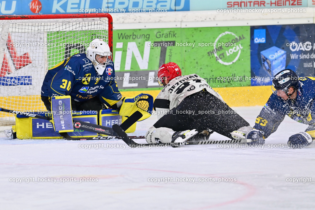 EK Zeller Eisbären vs. HDD Jesenice 1.10.2022 | #30 Zimmermann Max, #91 Jezovsek Zan, #59 Egger Maximilian