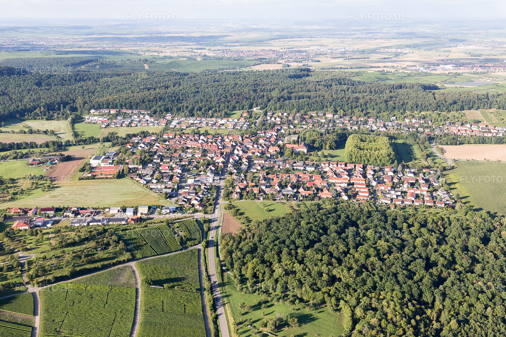 Luftbild: Ortsansicht von Süden in Freudental im Bundesland Baden-Württemberg in Deutschland. Foto: IMG_093498.jpg vom 22.08.2016 durch Werner Riehm/FLY-FOTO.de
