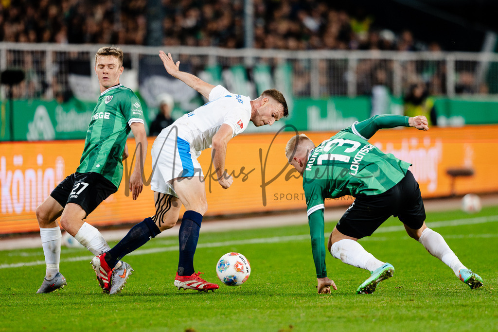 2. Bundesliga, Saison 2025/26, 11. Spieltag: SC Preußen Münster - Holstein Kiel | Münster, 31.10.2025: 2. Bundesliga, 11. Spieltag, SC Preußen Münster gegen Holstein Kiel im LVM-Preußenstadion in Münster an. Foto: sportfotografie.ms | Markus Paletta - Realisiert mit Pictrs.com