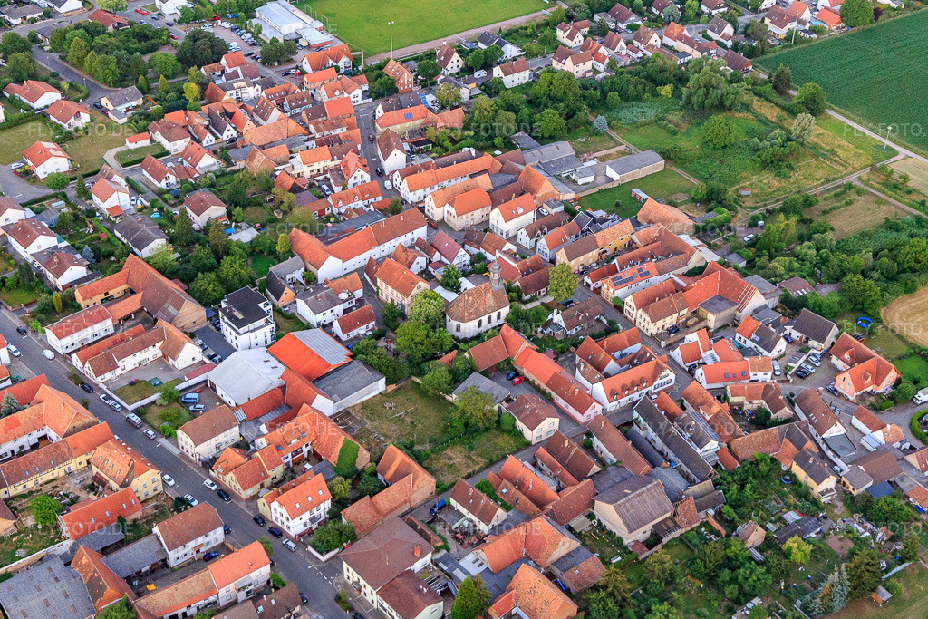 Luftbild: Ortsansicht von Nordwesten im Ortsteil Dammheim in Landau im Bundesland Rheinland-Pfalz in Deutschland. Foto: IMG_115665.jpg vom 29.06.2019 durch Werner Riehm/FLY-FOTO.de