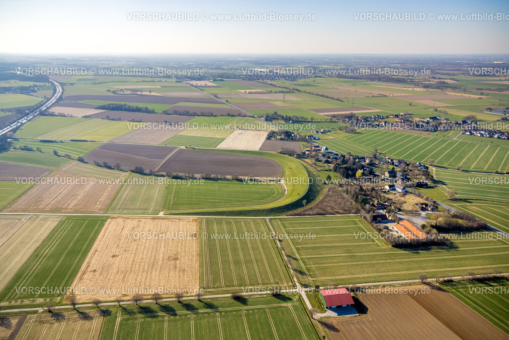 Werl250305877 | Luftbild, Hochwasserrückhaltebecken Bruchbachtal-Büderich, Wiesen und Felder, Westbüderich, Werl, Soester Börde, Nordrhein-Westfalen, Deutschland