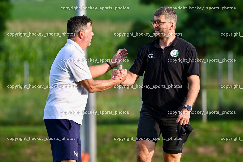 FC Lendorf vs. SC St.Veit | Headcoach St.Veit Martin Harald Kaiser, Headcoach FC Lendorf Christoph Morgenstern, FC Lendorf vs. SC St.Veit, FC Lendorf vs. SC St.Veit am 17.08.2024 in Lendorf (Thomas Morgenstern-Arena), Austria, (Photo by Bernd Stefan)