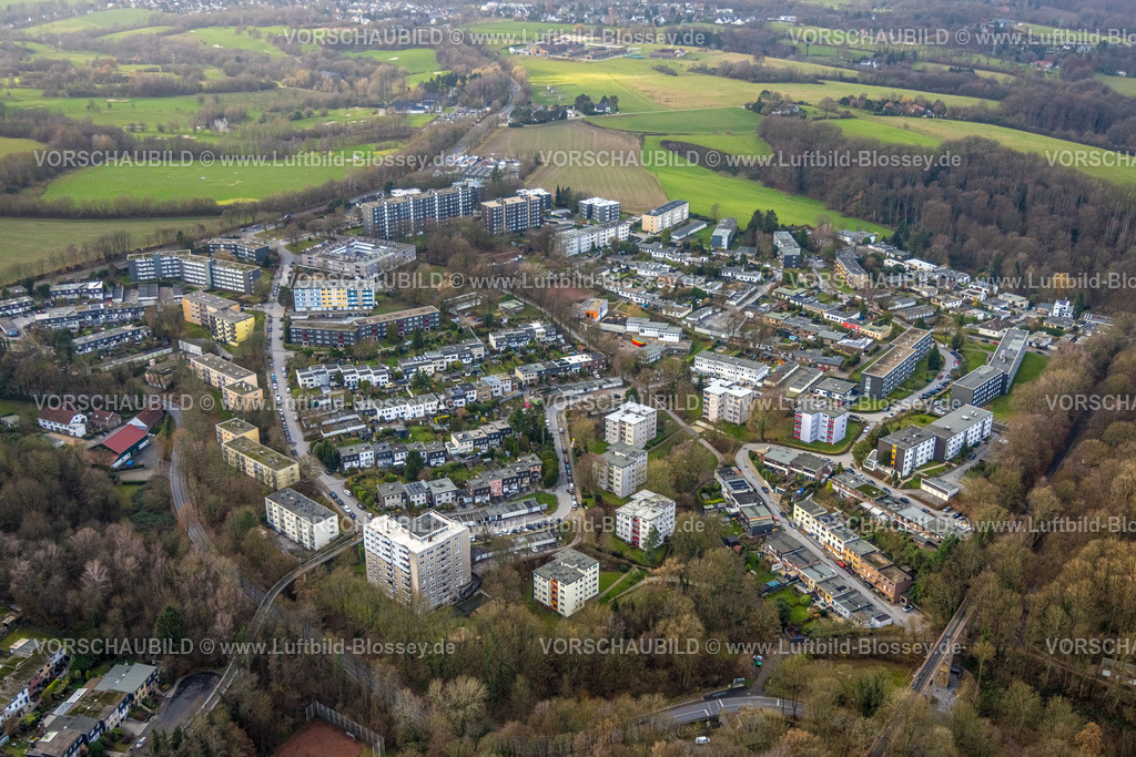 Heiligenhaus251201420 | Luftbild, Wohnsiedlung Ortsteil Unterilp, Hochhäuser und Mietshäuser, Flussnamen Siedlung, Heiligenhaus, Bergisches Land, Nordrhein-Westfalen, Deutschland