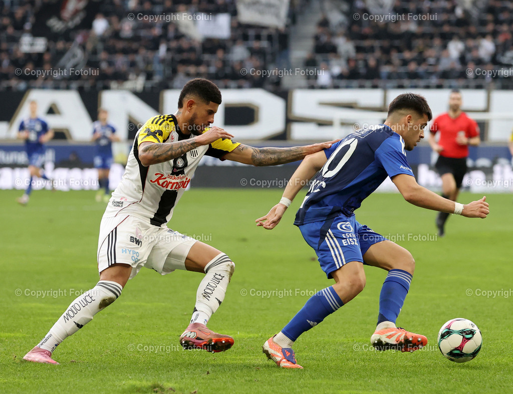A_LUI_080326_01 | SPORT,FUSSBALL.ADMIRAL BUNDESLIGA LASK -RZ PELLETS WAC 08.03.2026 IM BILD : ANDRES ANDRADE (LASK) UND DEJAN ZUKIC (WAC) FOTO: FOTOLUI/MW