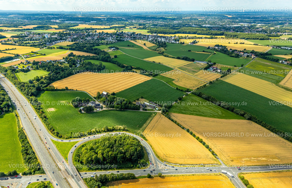 Witten230700927 | Luftbild, Vöckenberg Wiesen und Felder, Autobahn A44, Annen, Witten, Ruhrgebiet, Nordrhein-Westfalen, Deutschland