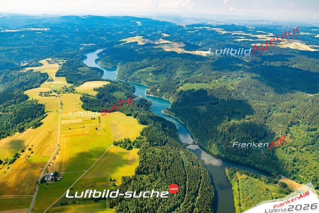 Die Luftbildaufnahme Ködeltalsperre - Nordhalben wurde 2018 mittels Flugzeug (keine Drohne) erstellt. Perfekte Schärfe und Druck- Auflösung- Garantiert!