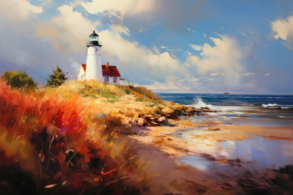 2307103 - Leuchtturm im Sonnenlicht | Sehr atmosphärisches Bild eines Leuchtturms an der Küste.