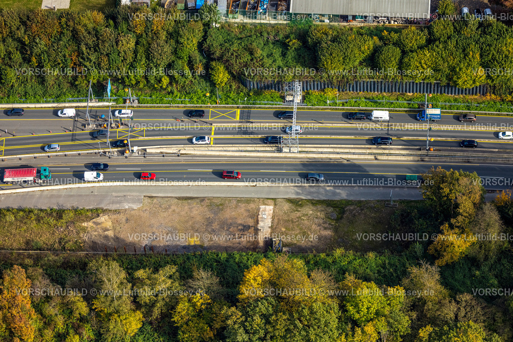 Herne241015928 | Luftbild, Großbaustelle Autobahnkreuz Herne, Stau auf der Autobahn A43, Baustelle mit Verkehrsregelung, Baukau-West, Herne, Ruhrgebiet, Nordrhein-Westfalen, Deutschland