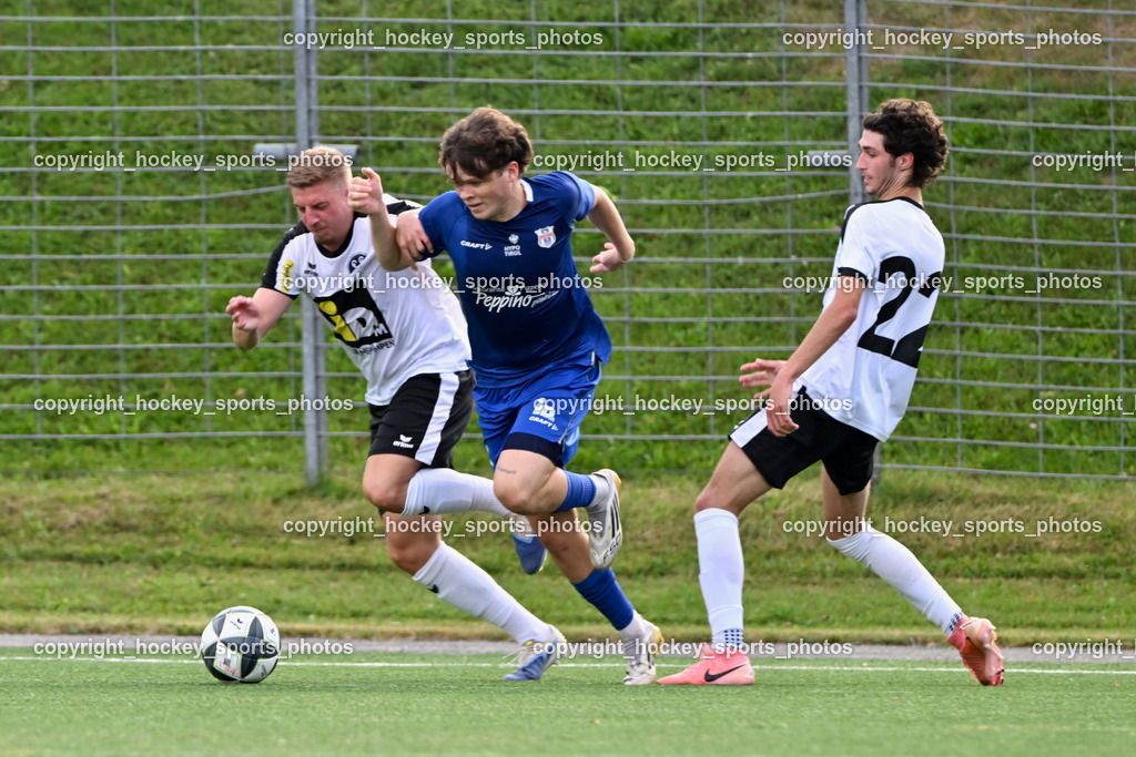 SV Spittal vs. UNION Matrei | #5 Edin Sadikovic SV Spittal, #7 Oliver Gomig UNION Matrei, #22 Mersad Ramic SV Spittal, SV Spittal vs. UNION Matrei, SV Spittal vs. UNION Matrei am 17.08.2025 in Spittal an der Drau (Goldeck Stadion), Austria, (Photo by Bernd Stefan)